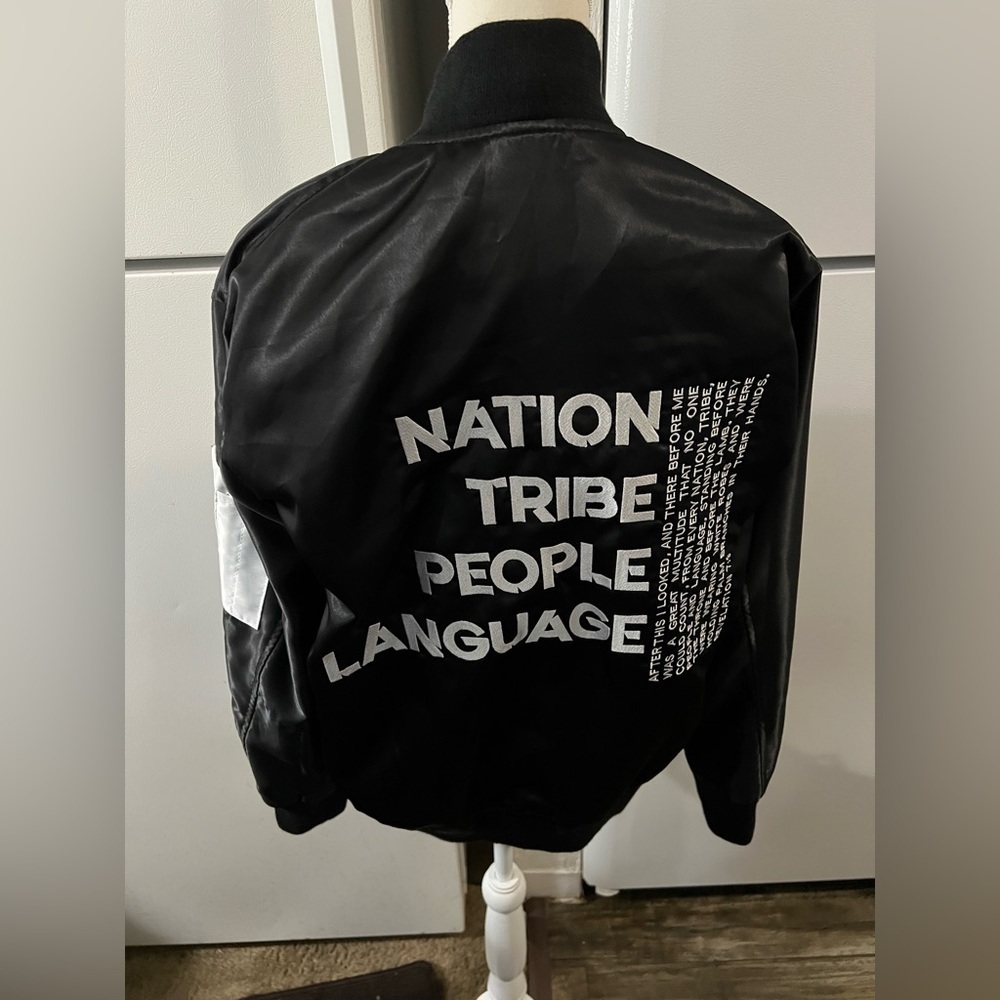 Custom Letterman Varsity Jacket Size Medium for any occasion-Black Satin - Picture 3 of 9